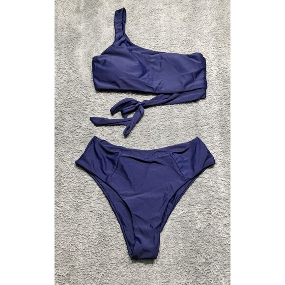 New Mooslover Bikini Two Piece Swimsuit Sz Medium Bathing Suit One Shoulder Off - Picture 2 of 12